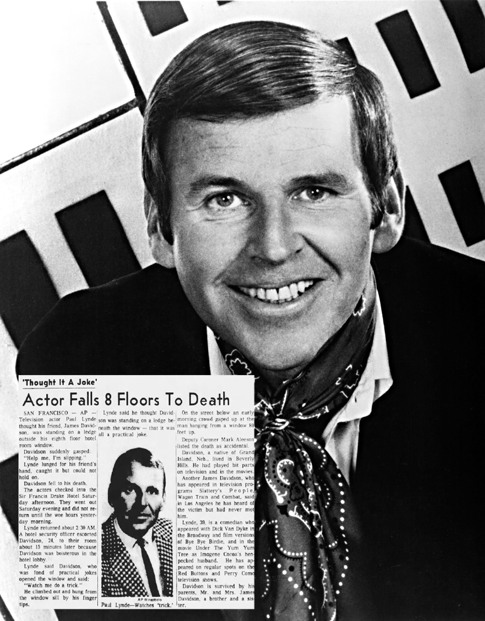 PAUL LYNDE, circa late 1960's-early 1970's. with newspaper inset