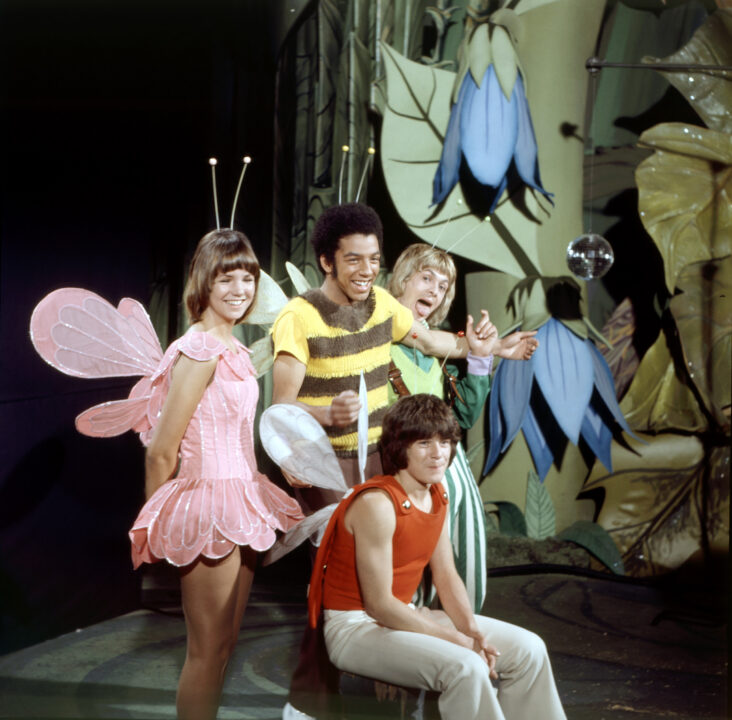 THE BUGALOOS, (standing): Caroline Ellis, Wayne Laryea, John McIndoe, (sitting): John Philpott, 1970-72