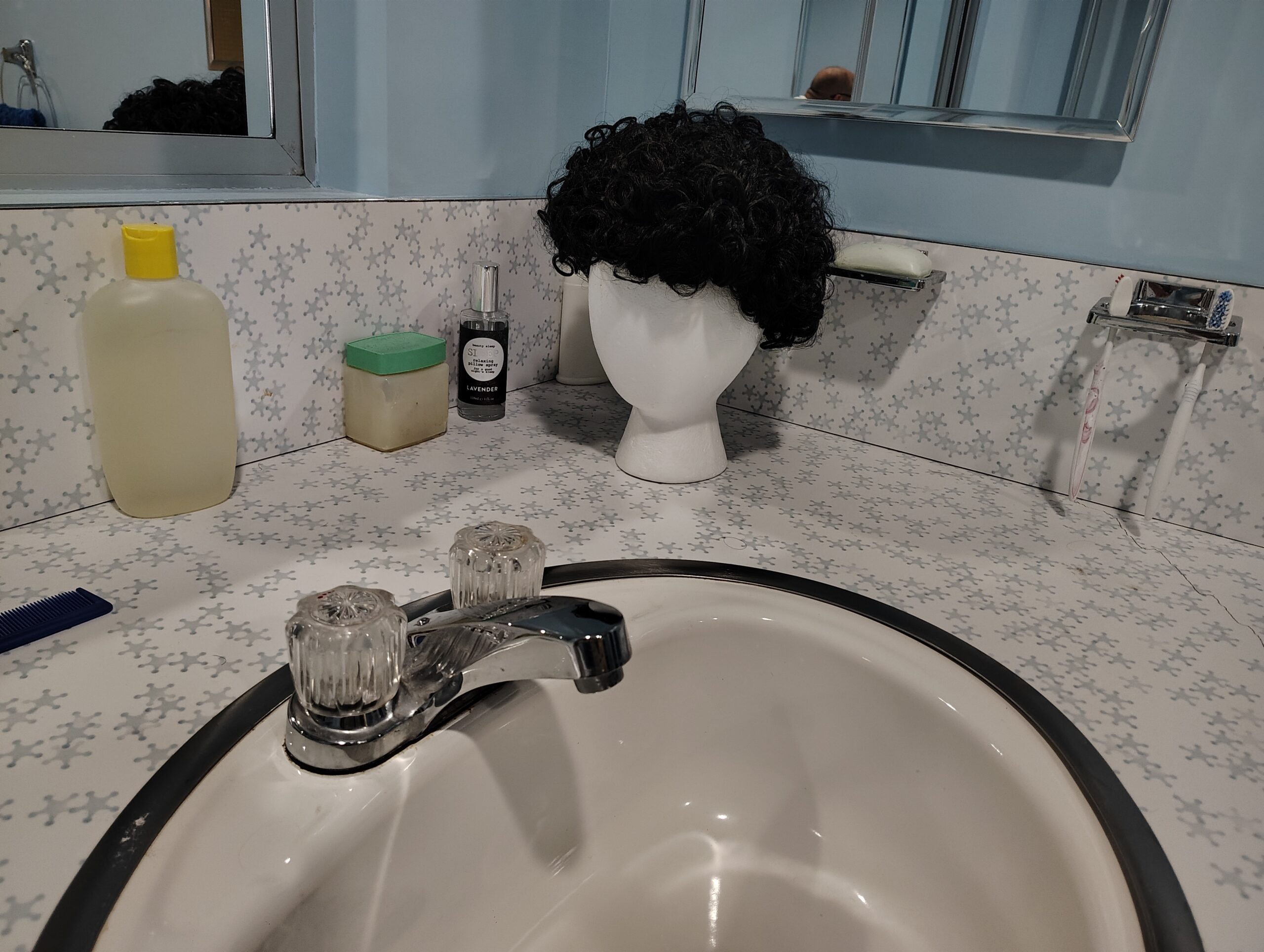 Brady Bunch house easter egg jans black wig