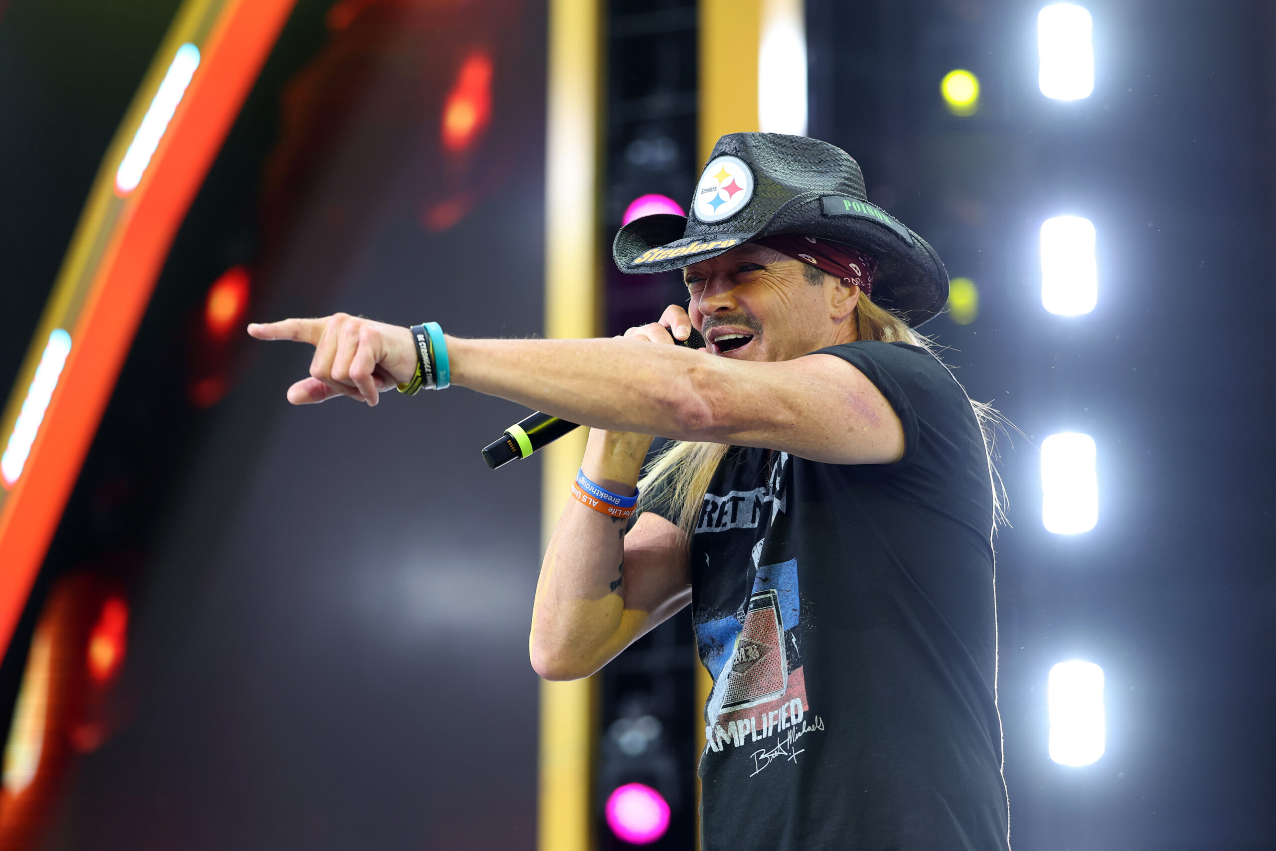 Bret Michaels performs prior to Round Two of the 2026 NFL Draft at Acrisure Stadium on April 24, 2026 in Pittsburgh, Pennsylvania.