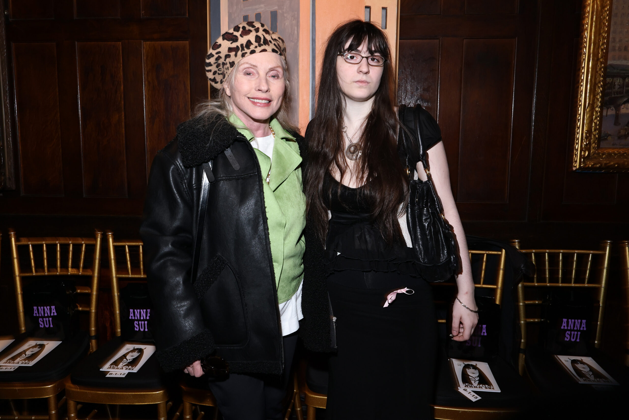 NEW YORK, NEW YORK - FEBRUARY 14: (L-R) Debbie Harry and Vali Stein attend the Anna Sui fashion show during New York Fashion Week on February 14, 2026 in New York City. 