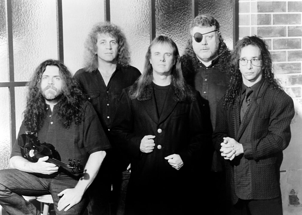 Kansas, l-r: David Ragsdale, Billy Greer, Phil Ehart, Rich Williams, Steve Walsh, ca. 1980s.