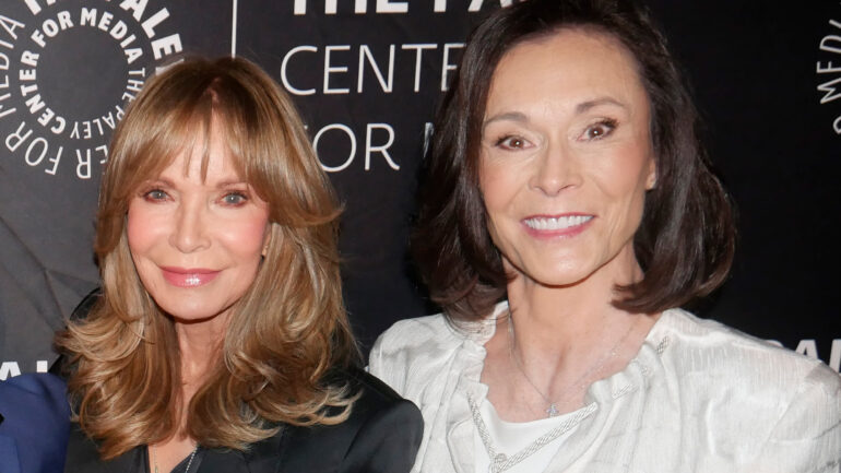 Charlies Angels 50th anniversary award banquet at the Paleyfest in New York May 2026. Pictured are Jaclyn Smith and Kate Jackson