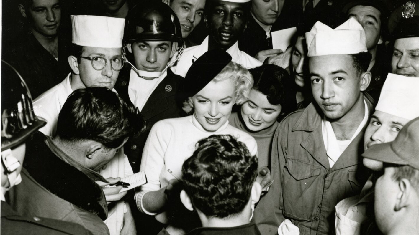 Marilyn Monroe during her USO tour, Korea, February 1954. -