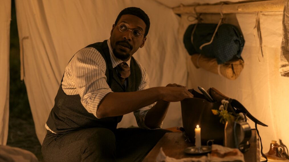 Little House on the Prairie. Jocko Sims as Dr. George Tann in episode 101 of Little House on the Prairie. Cr. Eric Zachanowich/Netflix © 2026