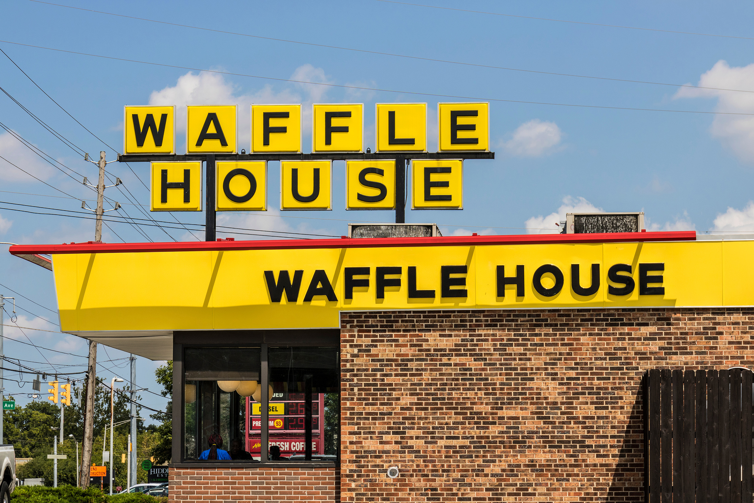 Indianapolis - Circa August 2017: Exterior and Logo of Iconic Southern Restaurant Chain Waffle House. Waffle House was founded in 1955 II
