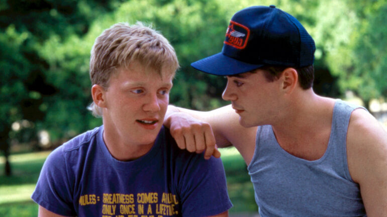 JOHNNY BE GOOD, Anthony Michael Hall, Robert Downey Jr., 1988.