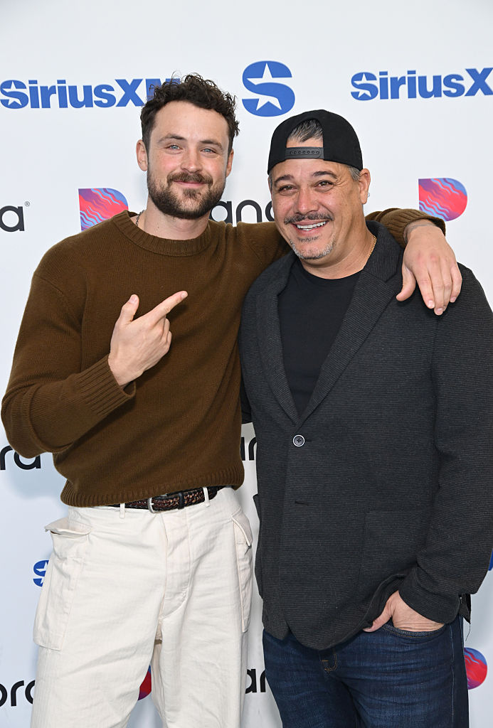 Dylan Efron and Rob "Boston Rob" Mariano visit SiriusXM Studios on December 08, 2025 in Los Angeles, California
