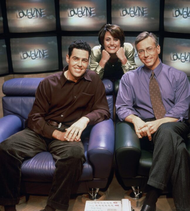 LOVELINE, from left: Adam Carolla, Diane Farr, Dr. Drew Pinsky, 1996-2000
