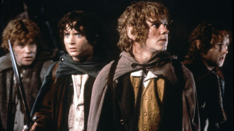 THE LORD OF THE RINGS: THE FELLOWSHIP OF THE RING, Sean Astin, Elijah Wood, Dominic Monaghan, Billy Boyd