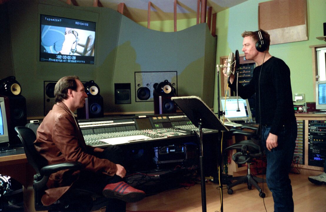 SPIRIT: STALLION OF THE CIMARRON, Hans Zimmer, Bryan Adams recording songs for film, 2002 (c) Dreamworks/courtesy Everett Collection