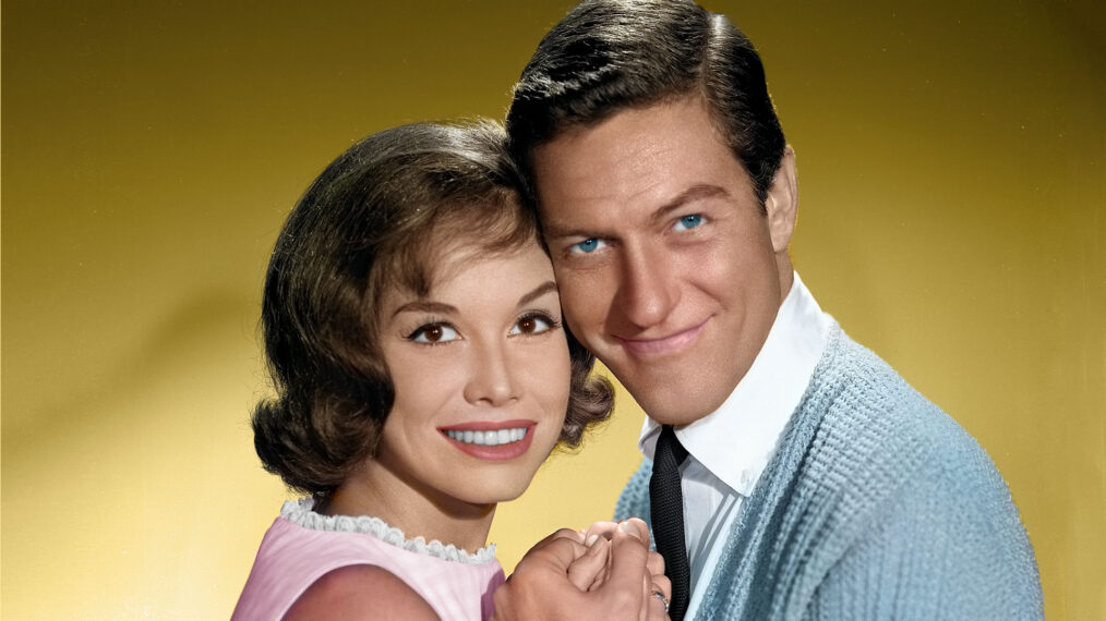 LOS ANGELES - OCTOBER 10: Mary Tyler Moore and Dick Van Dyke for The Dick Van Dyke Show. Image dated October 10, 1962. Hollywood, CA. colorized