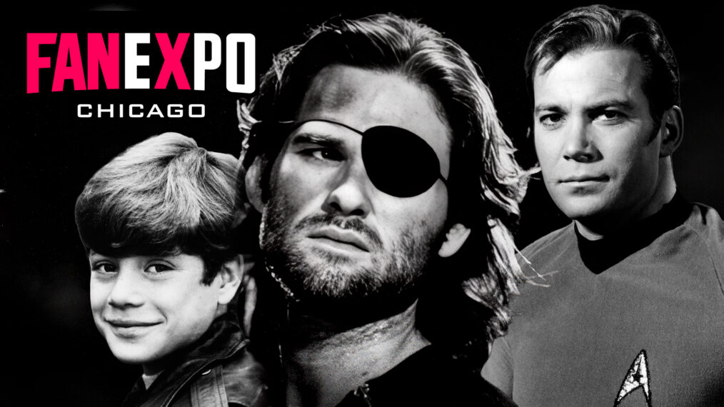 Fan Expo graphic with Kurt Russell, Sean Astin and William Shatner