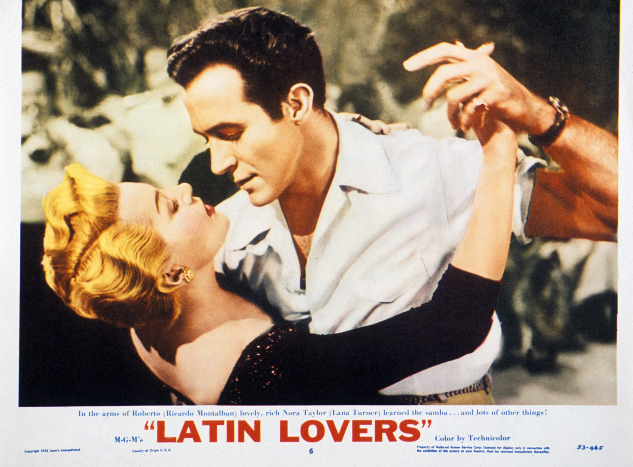 LATIN LOVERS, lobbycard, l-r: Lana Turner, Ricardo Montalban, 1953.