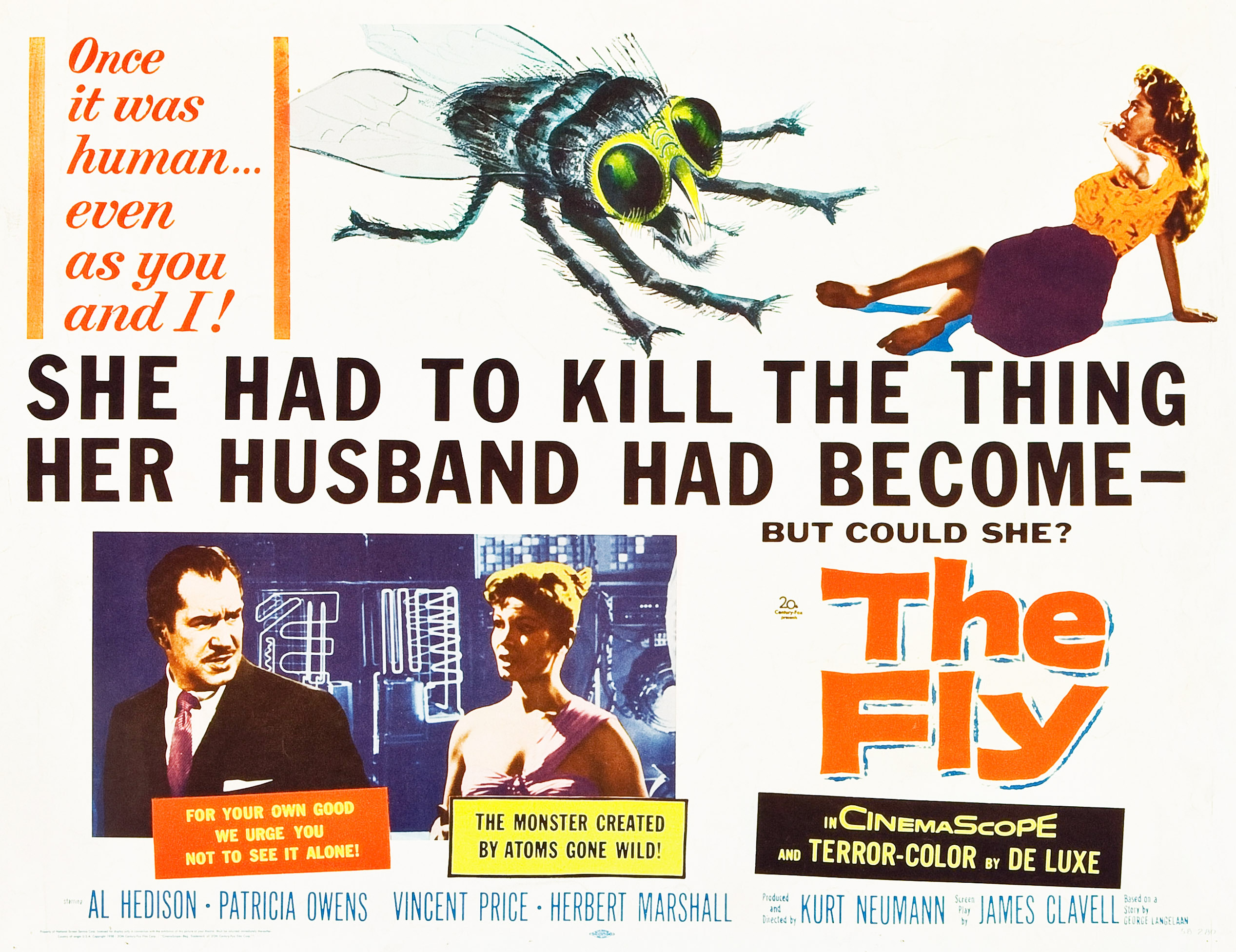 THE FLY, Vincent Price, Patricia Owens, 1958.