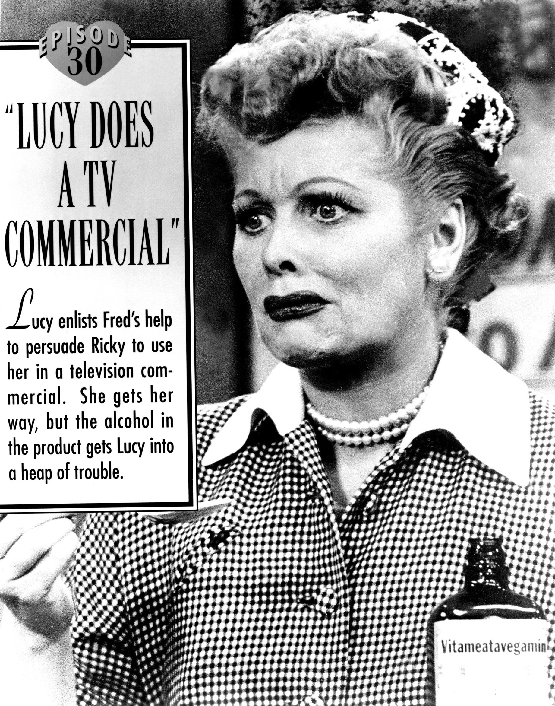 I LOVE LUCY, Lucille Ball, in the Season 1 episode, 'Lucy Does A TV Commercial', 05/05/1952. The Vitameatavegamin commercial.