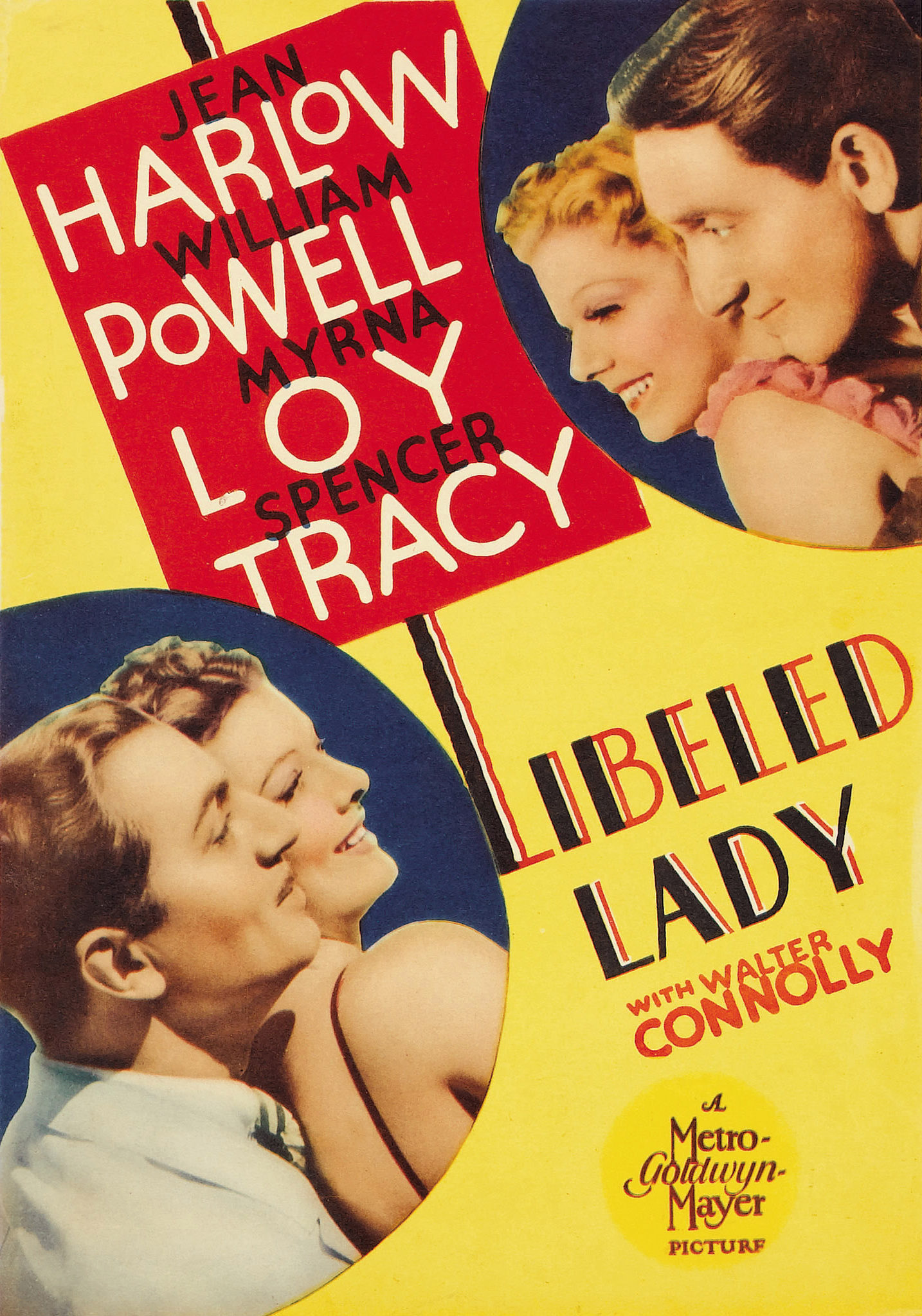 LIBELED LADY, bottom from left: William Powell, Myrna Loy, top from left: Jean Harlow, Spencer Tracy, 1936