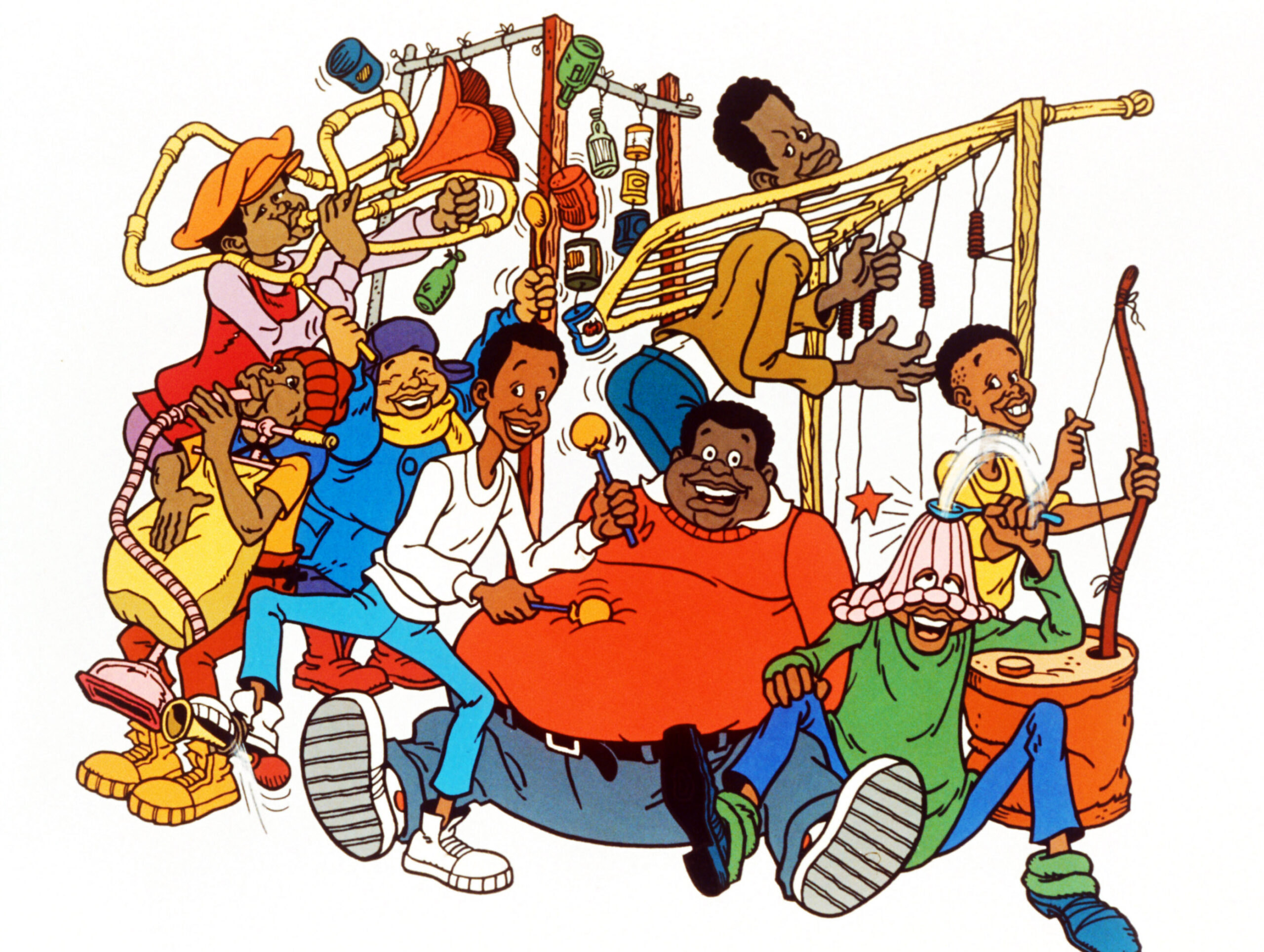 FAT ALBERT AND THE COSBY KIDS, (from left): Rudy, Mushmouth, Russell, Bill, Weird Harold, Fat Albert, Dumb Donald, Bucky, 1972-85.