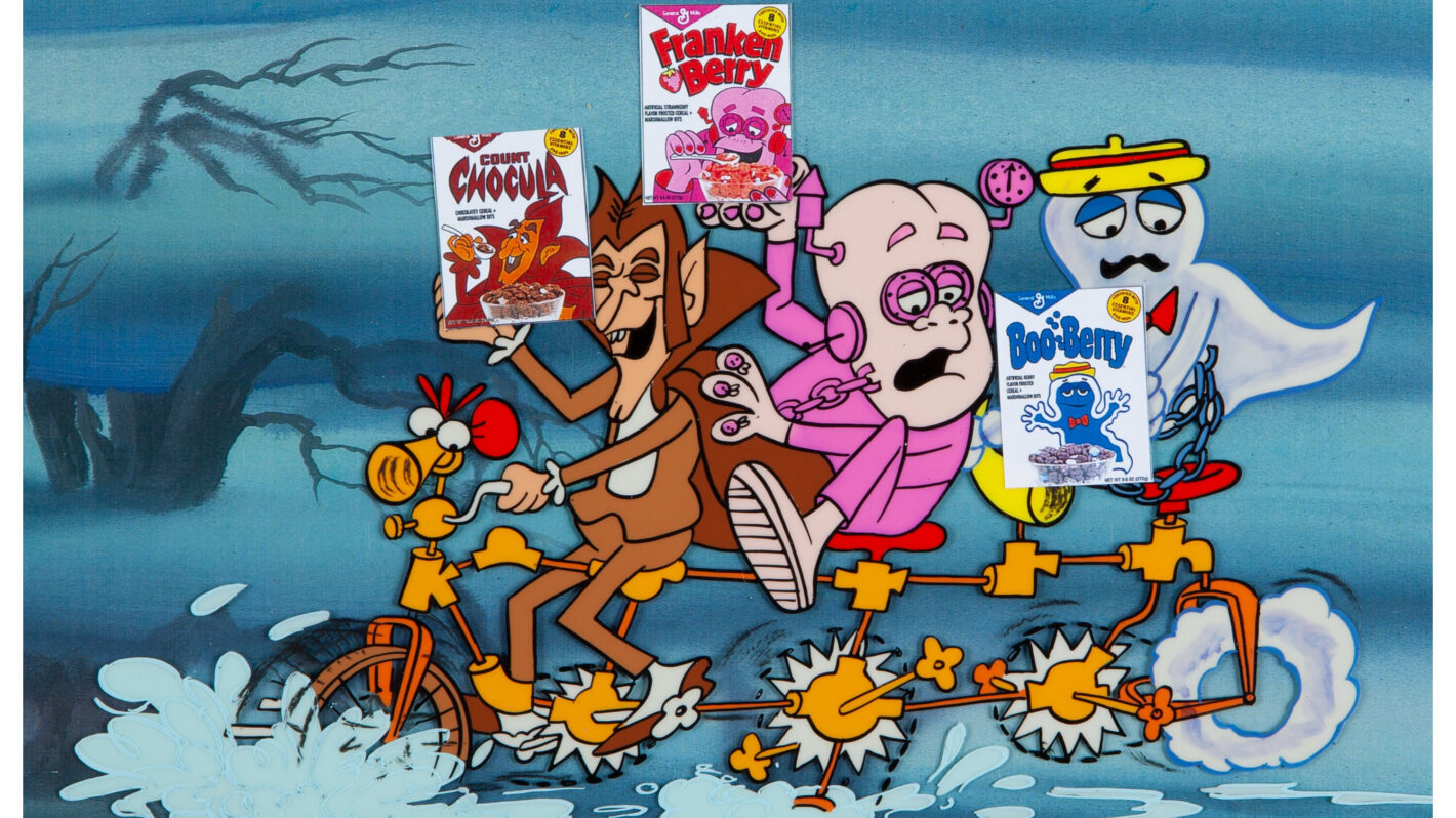 Count Chocula, Frankenberry and Boo Berry TV Commercial Production Cel (Bill Melendez/General Mills, 1973).
