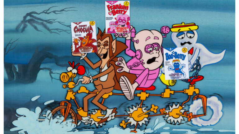 Count Chocula, Frankenberry and Boo Berry TV Commercial Production Cel (Bill Melendez/General Mills, 1973).