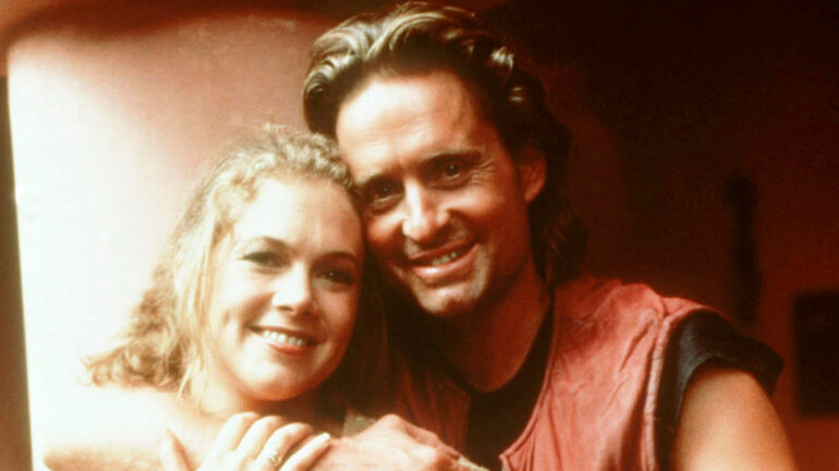 Kathleen Turner and Michael Douglas in 'Romancing the Stone'
