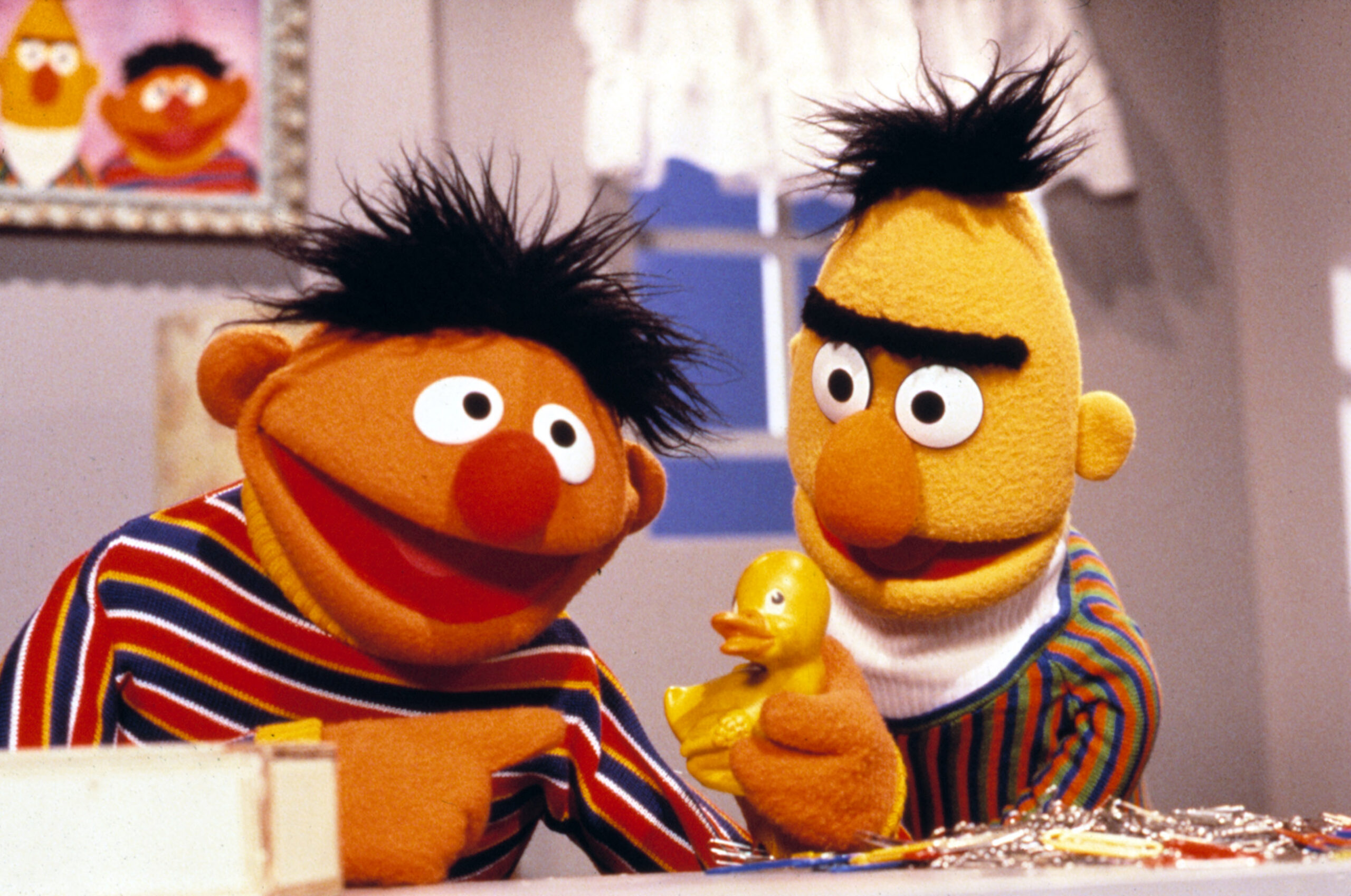 SESAME STREET, Ernie with his Rubber Ducky, and Bert, 1969-