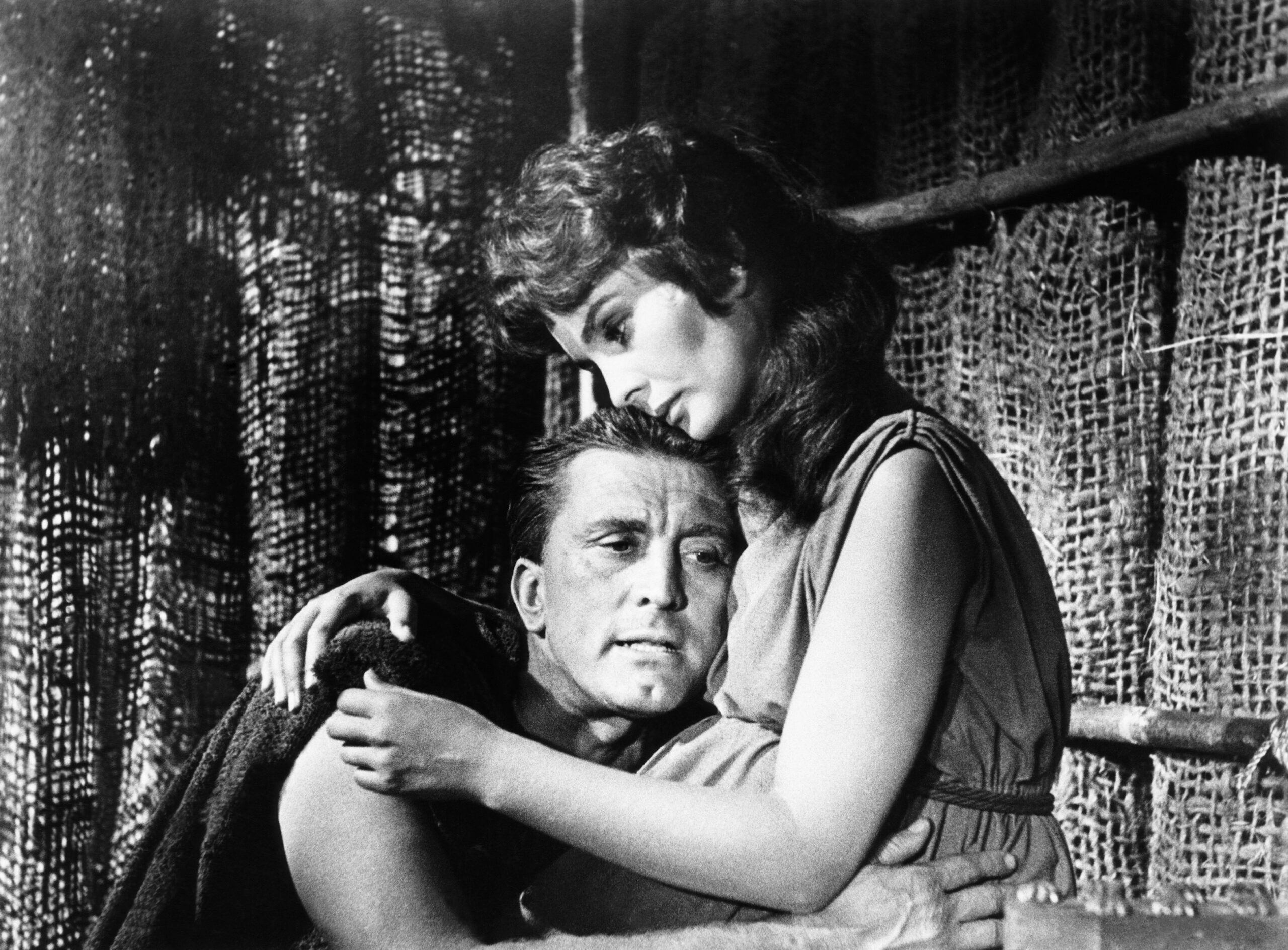 SPARTACUS, Kirk Douglas (bottom), Jean Simmons, 1960