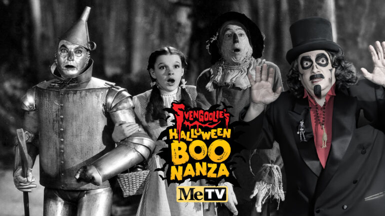 Jack Haley, Judy Garland and Ray Bolger, 1939 and Svengoolie Boo-Nanza-graphic